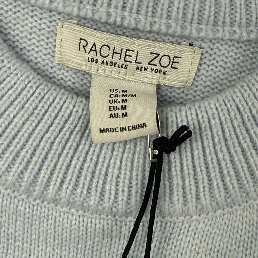 Rachel Zoe NEW Cropped Long Sleeve Sweater Women Medium Powder Blue Wool Blend